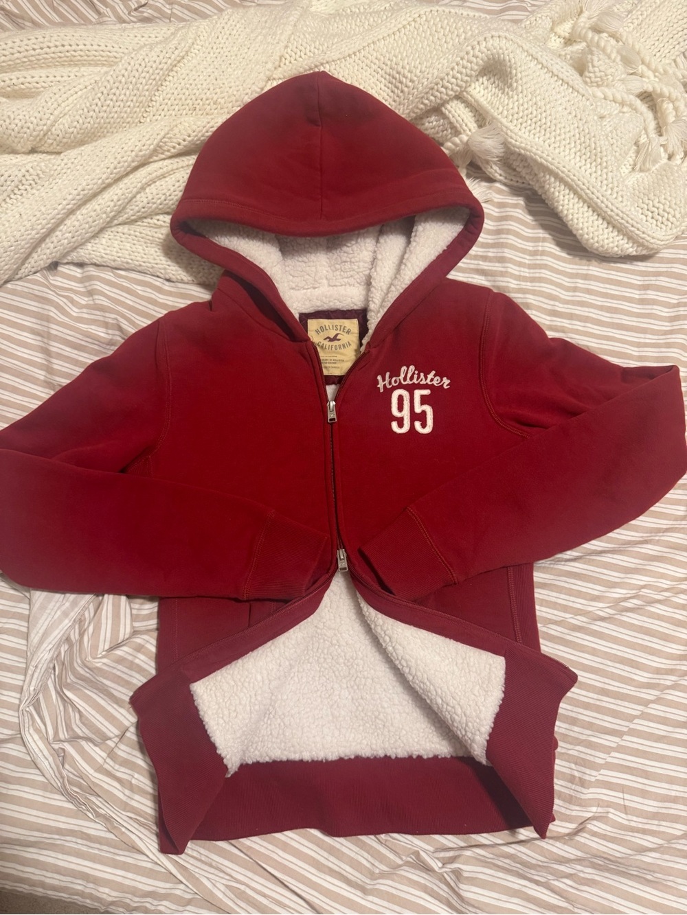 Hollister Red Sherpa-Lined Hoodie - 95 Graphic